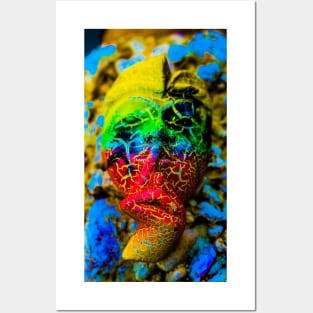 An aslant multicolored Bali face mask Posters and Art